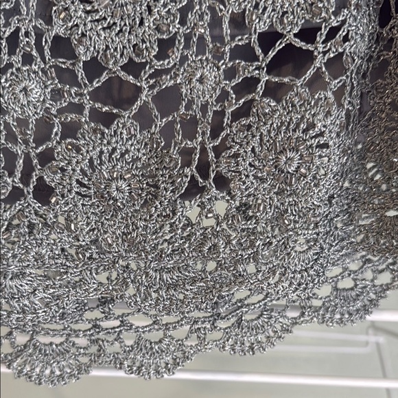 Gray Crochet Lace beaded tank top JS Collections. XL NWT (C2) - Picture 8 of 11